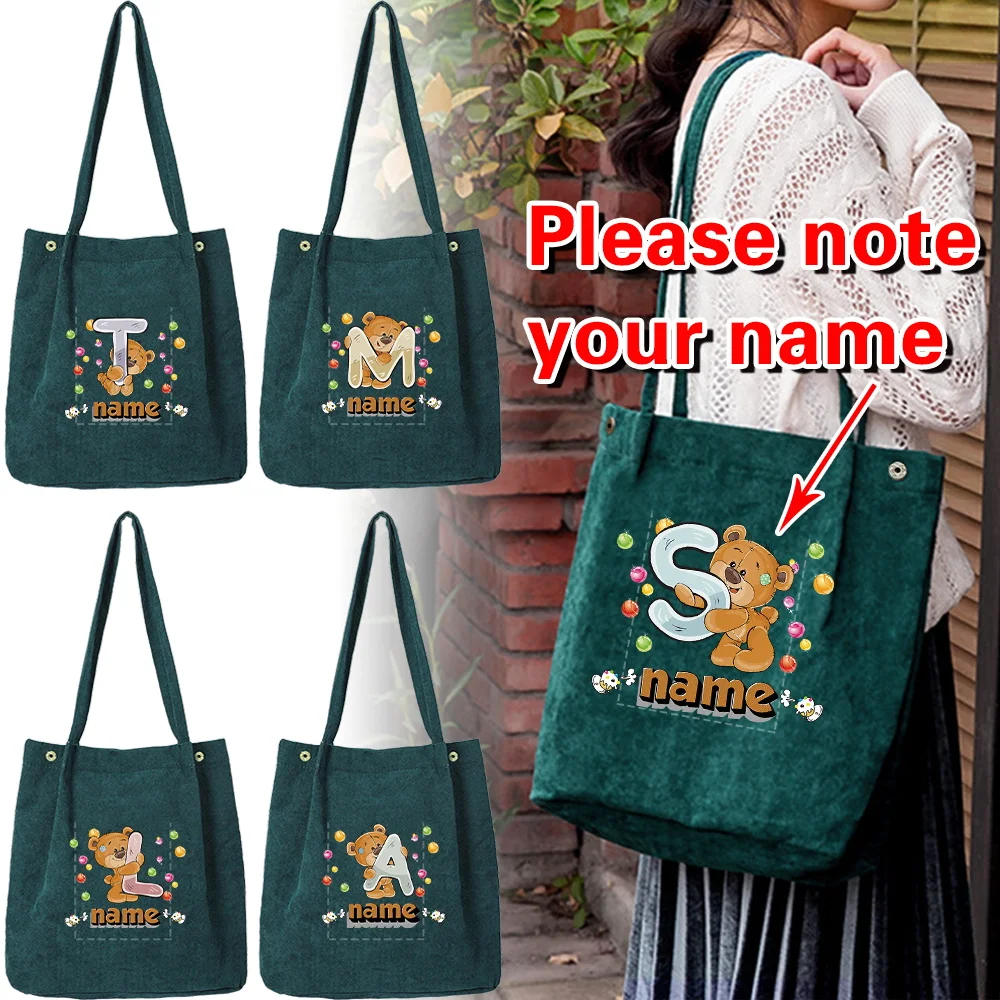 Вельветовая сумка для покупок с индивидуальным именем, большая вместительная сумка с верхней ручкой, повседневная дорожная сумка, многоразовая экологически чистая сумка
Вельветовая сумка для покупок с индивидуальным именем, большая вместительная сумка с верхней ручкой, повседневная дорожная сумка, многоразовая экологически чистая сумка