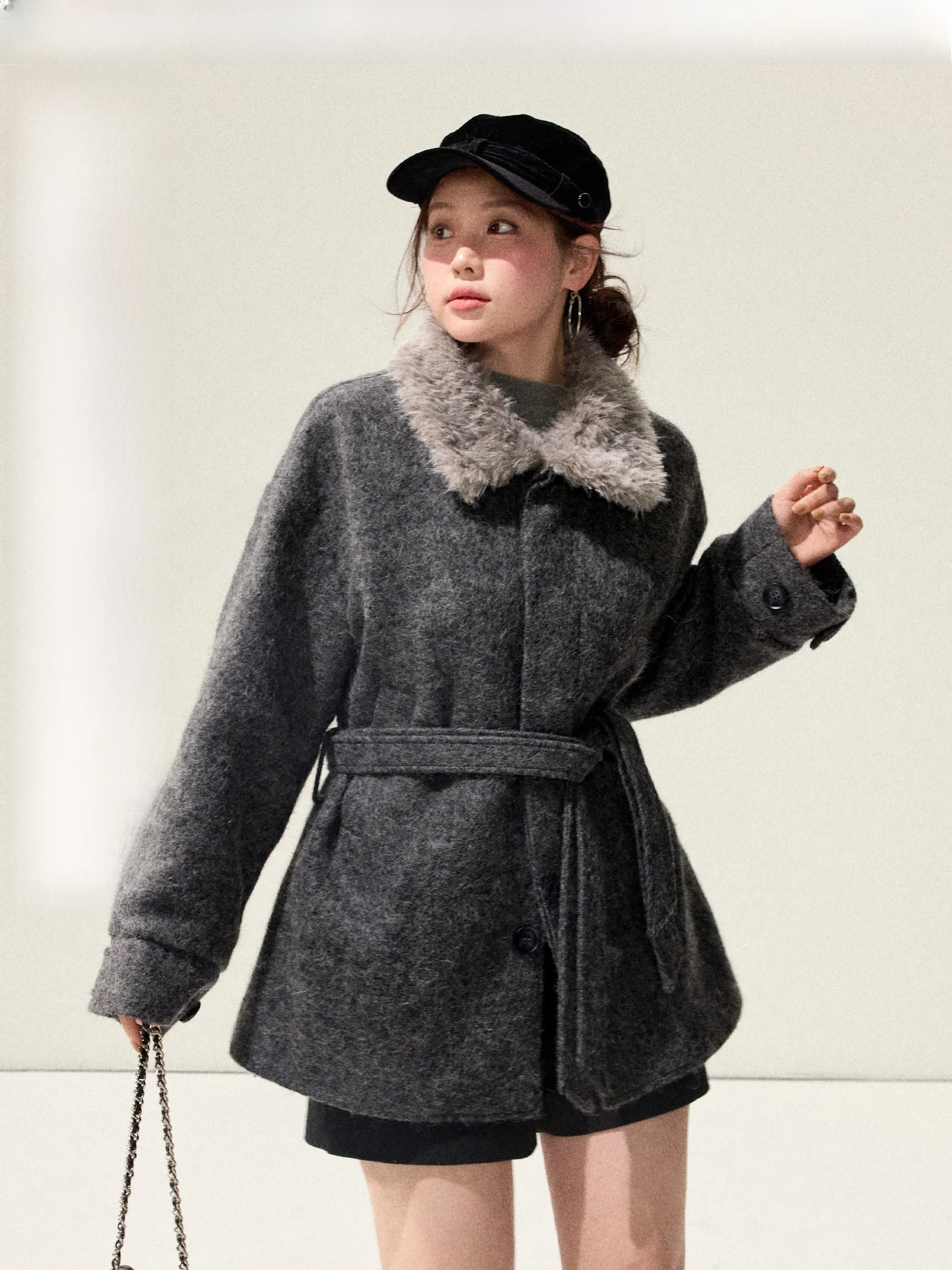 Jiulu Studio Winter Woolen Coat And orts Set plus Size Belted with Faux Fur Collar Thiened Faionable Women's Ensemble
Jiulu Studio Winter Woolen Coat And orts Set plus Size Belted with Faux Fur Collar Thiened Faionable Women's Ensemble
