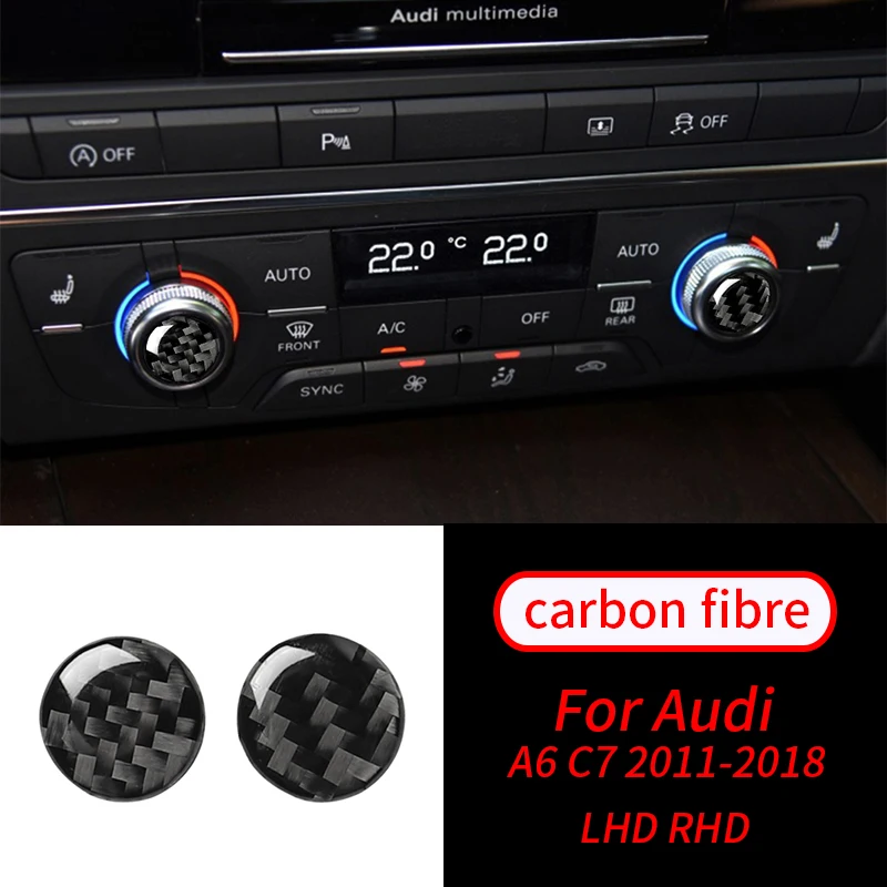 For Audi A6 C7 2011-2018 2Pcs Real Carbon Fiber Air Conditioning Knob Button Decoration Cover Trim Car Interior Accessories
For Audi A6 C7 2011-2018 2Pcs Real Carbon Fiber Air Conditioning Knob Button Decoration Cover Trim Car Interior Accessories