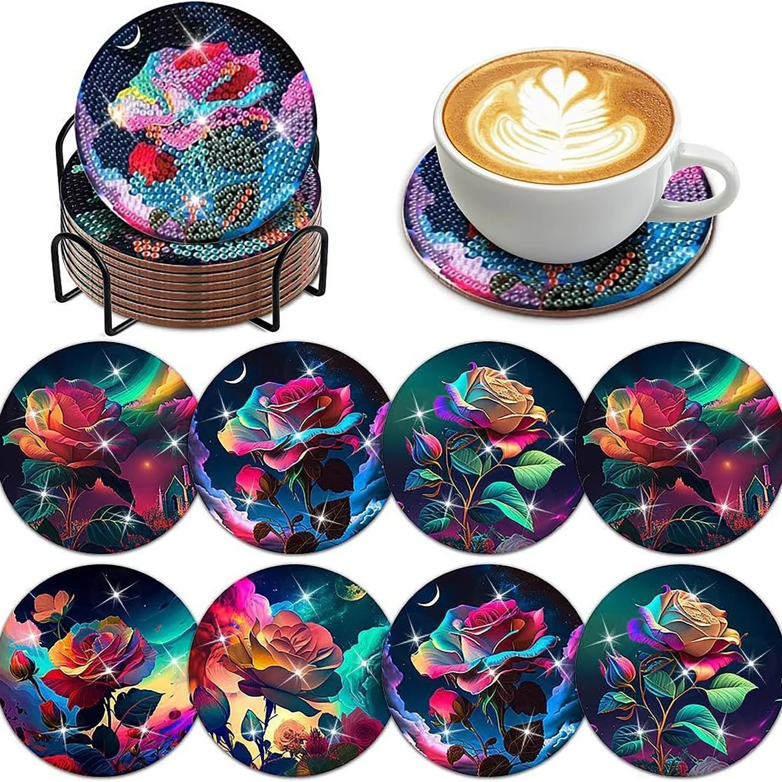 Hot Selling DIY Multi-Style Rhinestone Studded Coaster Slip Resistant Coasters with Holder Souvenirs Gift Ornament
Hot Selling DIY Multi-Style Rhinestone Studded Coaster Slip Resistant Coasters with Holder Souvenirs Gift Ornament