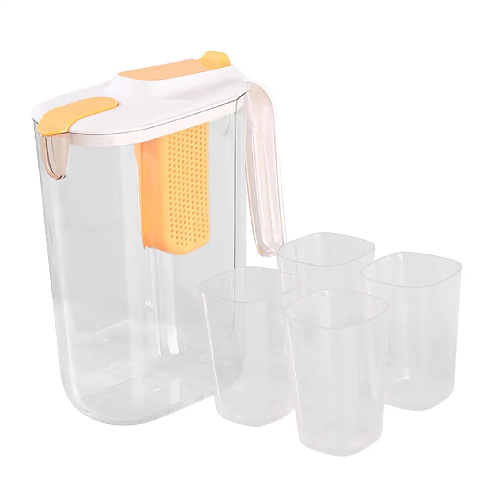 Clear Ice Tea Maker, Beverage Pitcher with 4 Cups and Handles, Large Water Carafe Drink Pitcher Jug for Iced Tea Coffee 2400ml
Clear Ice Tea Maker, Beverage Pitcher with 4 Cups and Handles, Large Water Carafe Drink Pitcher Jug for Iced Tea Coffee 2400ml