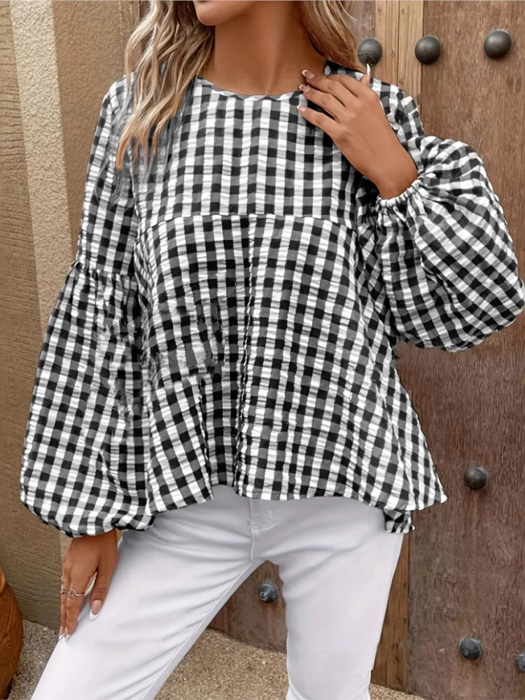 Fashion Plaid Loose Shirt Lady Casual Long Sleeve O Neck Pullover Shirts Tops For Women Holiday Streetwear Y2k Women's Clothing
Fashion Plaid Loose Shirt Lady Casual Long Sleeve O Neck Pullover Shirts Tops For Women Holiday Streetwear Y2k Women's Clothing