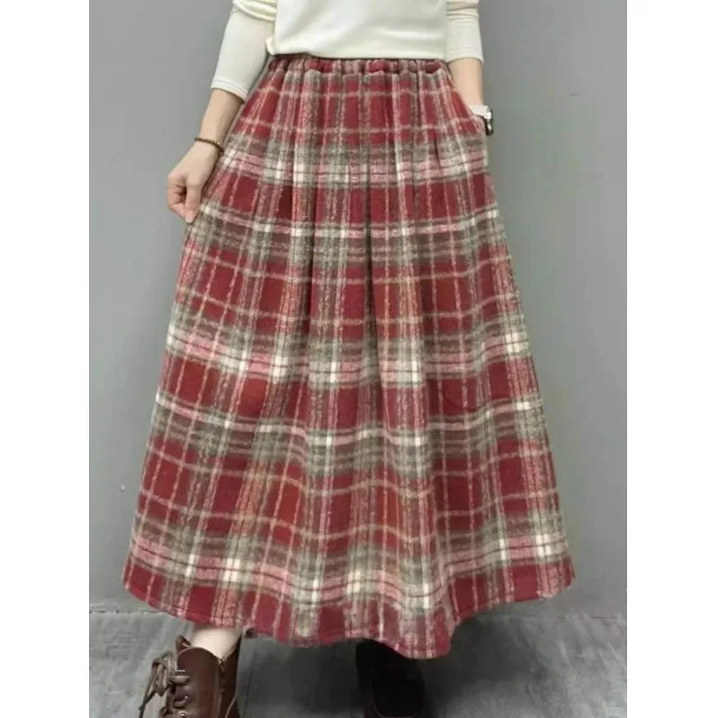 Thickened Woolen A-Line Skirt for Women Casual High Waist Cotton Vintage Artistic Half-length Skirts Female Spring Autumn
Thickened Woolen A-Line Skirt for Women Casual High Waist Cotton Vintage Artistic Half-length Skirts Female Spring Autumn