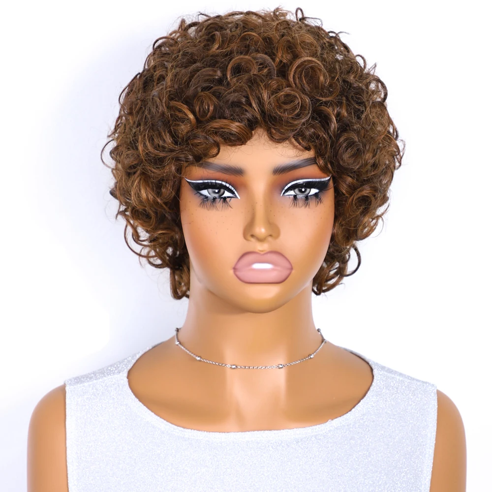 Brazilian Kinky Curly Short Bob Wig with Bangs Afro Pixie Wig for Black Women 99J Highlight Human Hair Natural Brown Machine
Brazilian Kinky Curly Short Bob Wig with Bangs Afro Pixie Wig for Black Women 99J Highlight Human Hair Natural Brown Machine