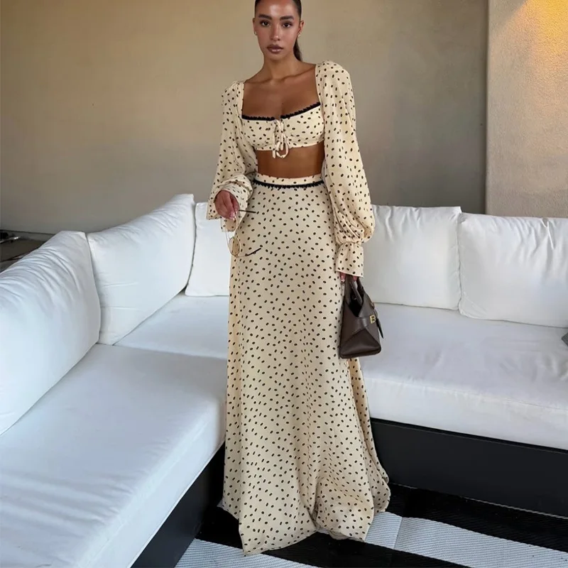 Sexy Polka Dot Tank Top Skirt Women Set Beach Long Lantern Sleeve Tops A-line Trumpet Skirts Suit 2026 Spring Summer Lady Outfit
Sexy Polka Dot Tank Top Skirt Women Set Beach Long Lantern Sleeve Tops A-line Trumpet Skirts Suit 2026 Spring Summer Lady Outfit