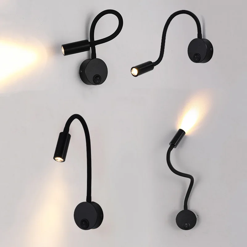 3W LED Wall Lamp Flexible Hose Design Reading Light Black Silver Gold Switch Study Bedside Spot AC85 265V Home Luminaire
3W LED Wall Lamp Flexible Hose Design Reading Light Black Silver Gold Switch Study Bedside Spot AC85 265V Home Luminaire