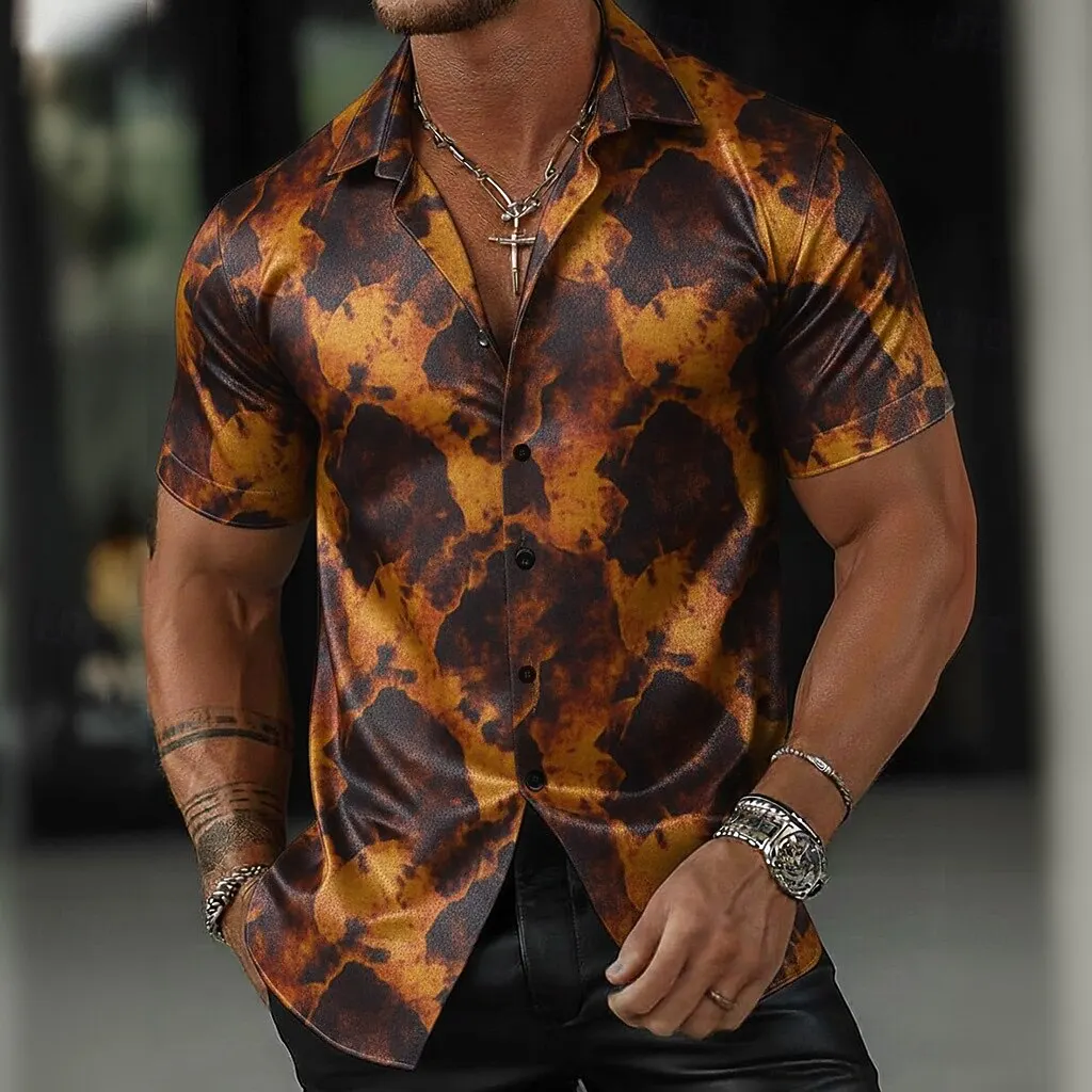 Men's Geometric Marble Abstract 3D Print Shirt, Short Sleeve Button Up Collar, Casual Outdoor Vacation Wear for Spring & Summer
Men's Geometric Marble Abstract 3D Print Shirt, Short Sleeve Button Up Collar, Casual Outdoor Vacation Wear for Spring & Summer
