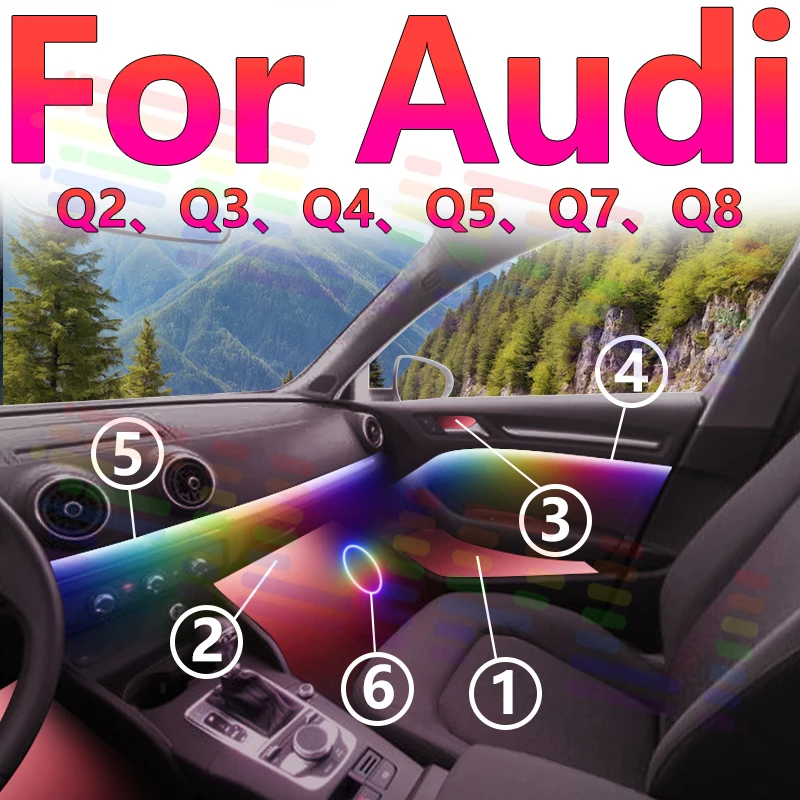 Для Audi Q2 Q3 Q4 Q5 Q7 Q8 64s RGB светодиодное внутреннее окружающее освещение - персонализированное внутреннее освещение вашего автомобиля, самое никогда не перед. С
Для Audi Q2 Q3 Q4 Q5 Q7 Q8 64s RGB светодиодное внутреннее окружающее освещение - персонализированное внутреннее освещение вашего автомобиля, самое никогда не перед. С