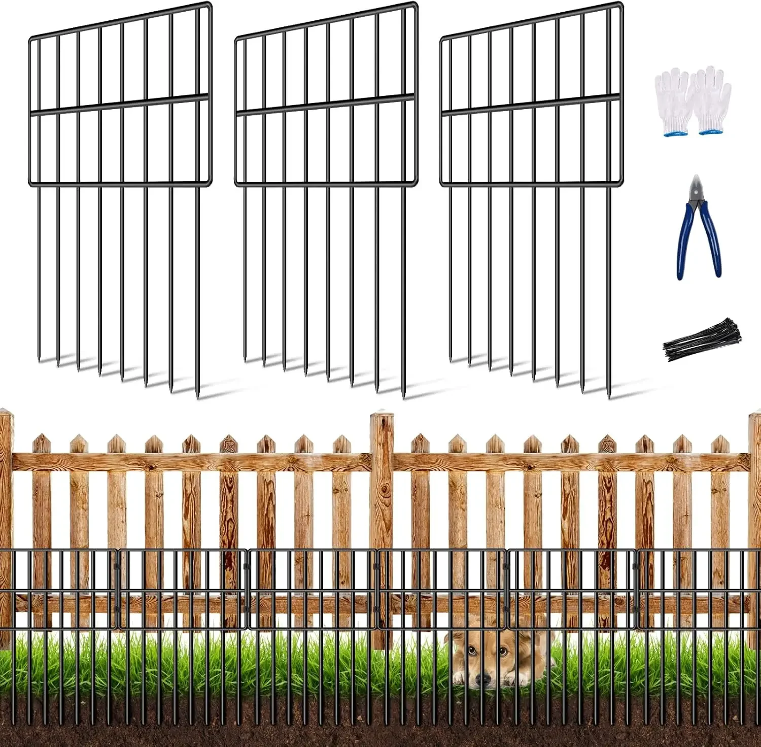 25 Pack Garden Animal Barrier Fence, 17in(H) x27ft(L) No Dig Decorative Fences, 1.5in Spike Spacing Rustproof Metal Garden
25 Pack Garden Animal Barrier Fence, 17in(H) x27ft(L) No Dig Decorative Fences, 1.5in Spike Spacing Rustproof Metal Garden
