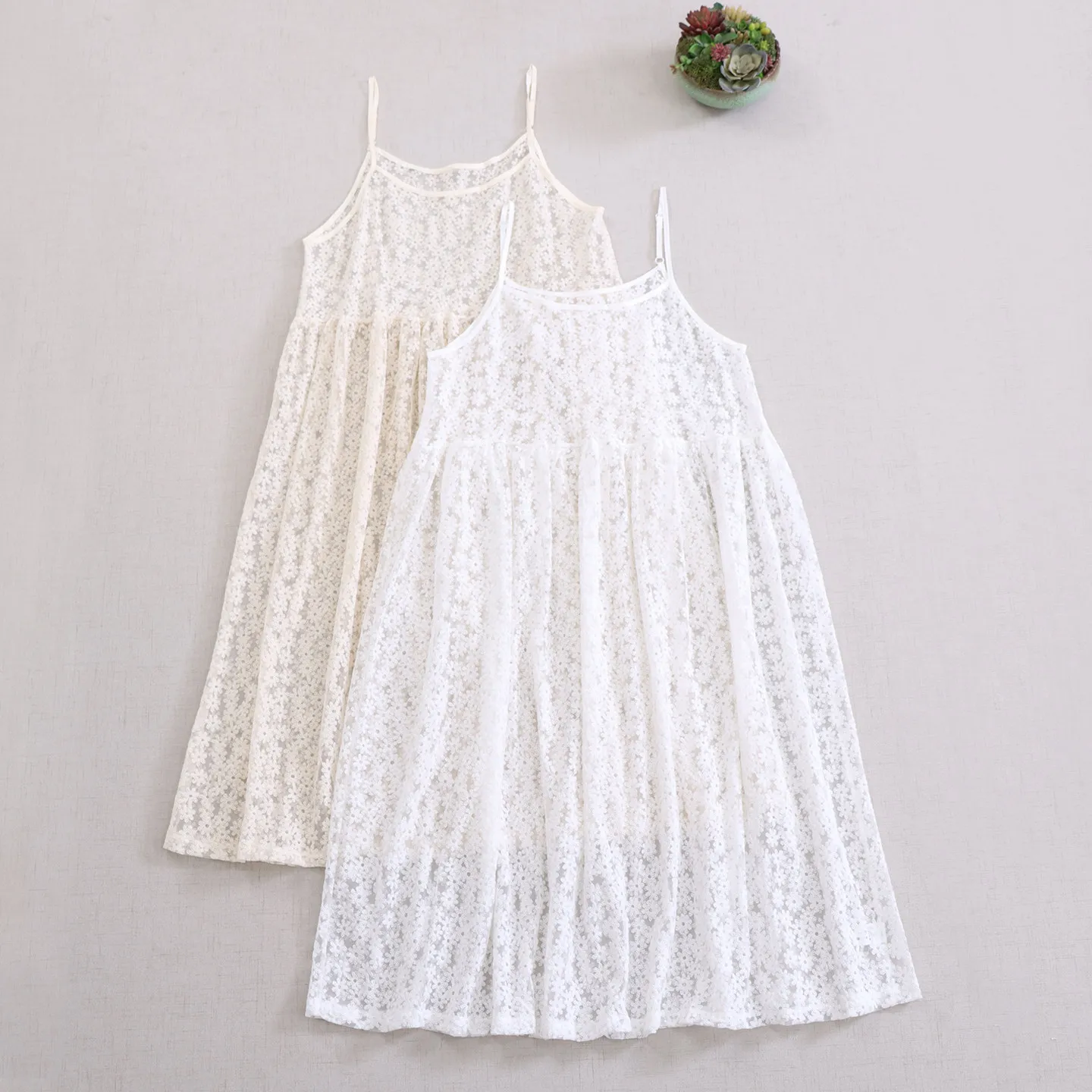 Japanese Sweet Mori Girl Lace Mesh Embroidery Spaghetti Strap Slip Dress Women Summer See Through Casual Loose Outwear Dresses
Japanese Sweet Mori Girl Lace Mesh Embroidery Spaghetti Strap Slip Dress Women Summer See Through Casual Loose Outwear Dresses