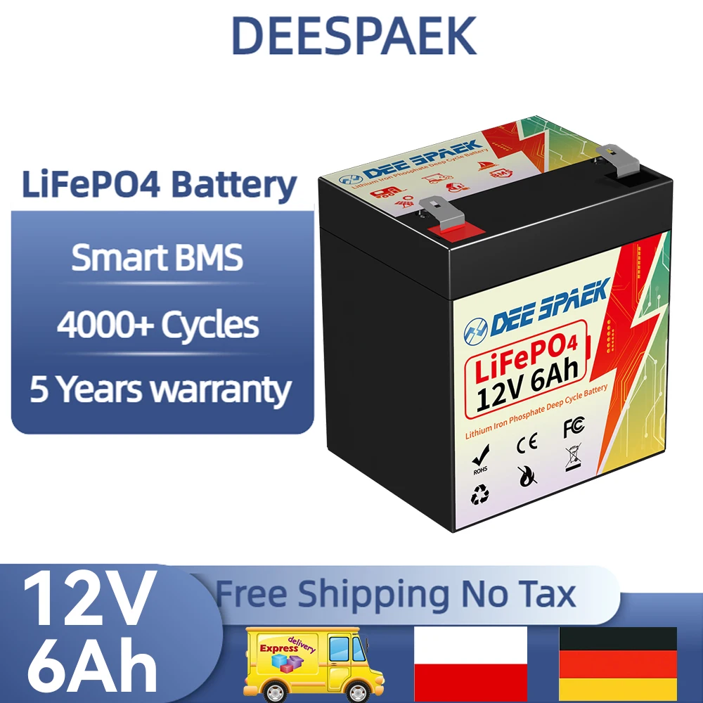 12V LiFePO4 Battery 6Ah Lithium solar Cell For Fish Finder Scooter Light Kids Car Lithium Iron Phosphate Rechargeable Battery
12V LiFePO4 Battery 6Ah Lithium solar Cell For Fish Finder Scooter Light Kids Car Lithium Iron Phosphate Rechargeable Battery