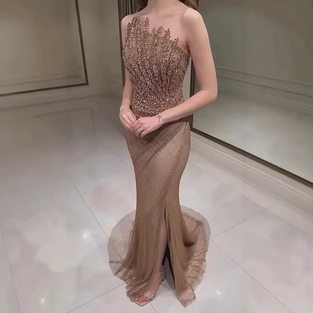 Customized 2026 Newly Luxury Evening Dress Prom Gown for Women Mermaid Strapless Crystal Split Dubai Wedding Dance Party
Customized 2026 Newly Luxury Evening Dress Prom Gown for Women Mermaid Strapless Crystal Split Dubai Wedding Dance Party
