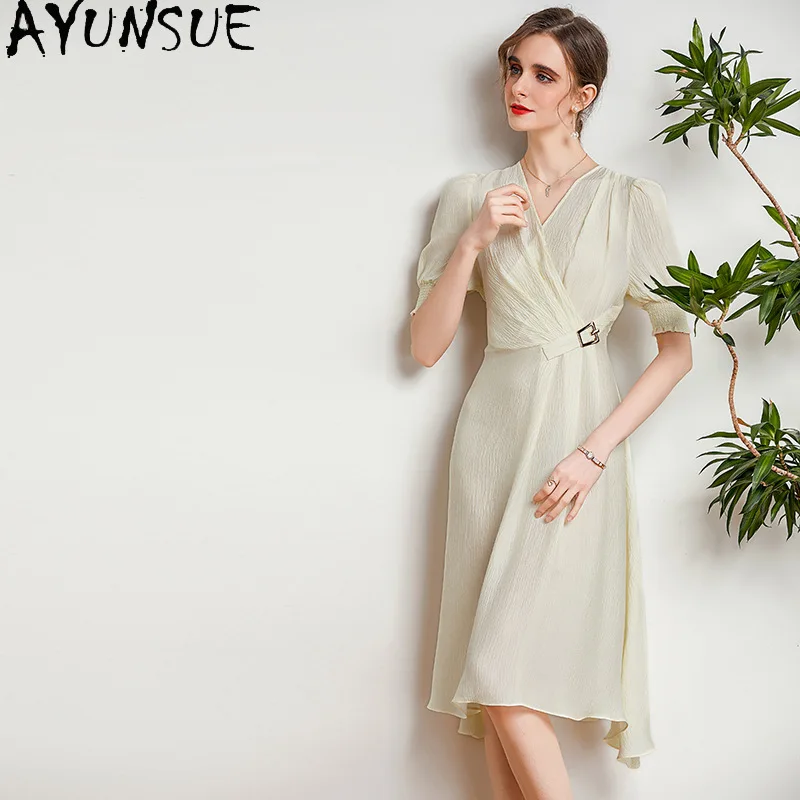 AYUNSUE 100% Natural Mulberry Silk Dress Women Clothes Fashion Summer Dress Solid Waist Elegant Womens Dresses Платье Женское
AYUNSUE 100% Natural Mulberry Silk Dress Women Clothes Fashion Summer Dress Solid Waist Elegant Womens Dresses Платье Женское