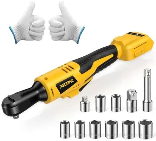 3/8" Cordless Electric Ratchet Wrench - 42Ft-Lbs Brushless Motor, 0-220RPM Variable Speed with 8 Sockets & Adapters
3/8" Cordless Electric Ratchet Wrench - 42Ft-Lbs Brushless Motor, 0-220RPM Variable Speed with 8 Sockets & Adapters