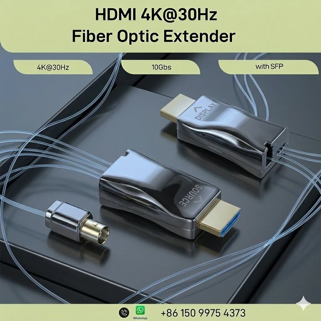 4K@30Hz HDMI 1.4 Fiber Extender, 10Gbps Bandwidth Over OM3/OM4 Multi-Mode Fiber, 300M, HDCP/DDC/CEC Pass-through, Plug & Play
4K@30Hz HDMI 1.4 Fiber Extender, 10Gbps Bandwidth Over OM3/OM4 Multi-Mode Fiber, 300M, HDCP/DDC/CEC Pass-through, Plug & Play