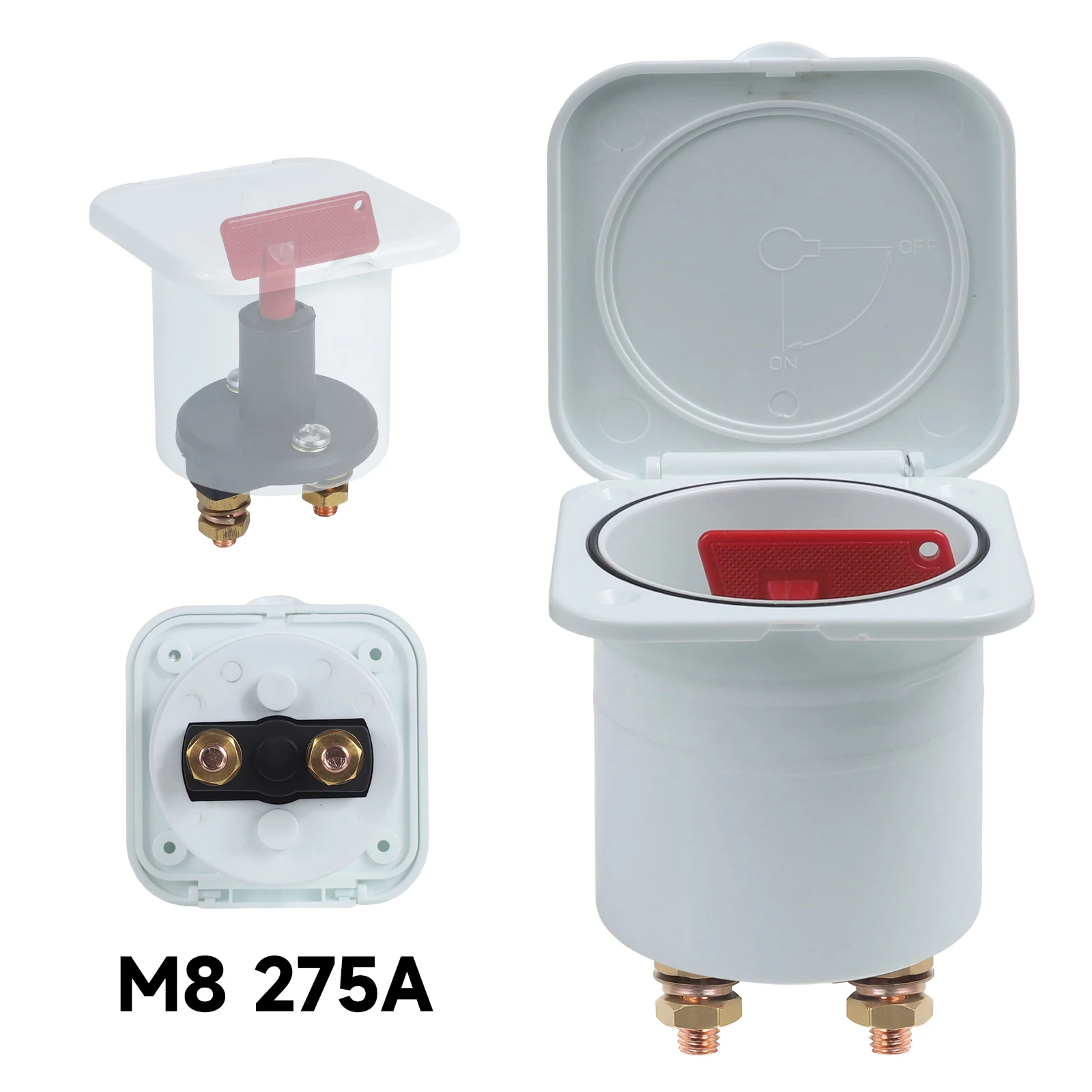 Enclosed Removable Key Battery Main Power Disconnect Isolator Switch 275A 12V-24V M8 Stud White ABS For Marine Boat Caravan RV
Enclosed Removable Key Battery Main Power Disconnect Isolator Switch 275A 12V-24V M8 Stud White ABS For Marine Boat Caravan RV