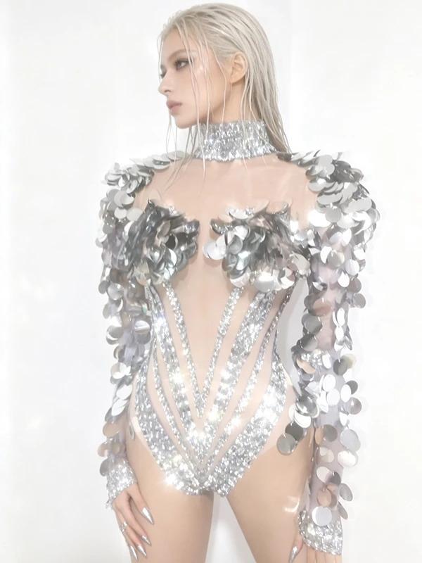 Women Sexy Mesh See Through Shining Diamond Sequins Bodysuit Luxury Birthday Dancer Performance Costume Nightclub Stage Outfit
Women Sexy Mesh See Through Shining Diamond Sequins Bodysuit Luxury Birthday Dancer Performance Costume Nightclub Stage Outfit