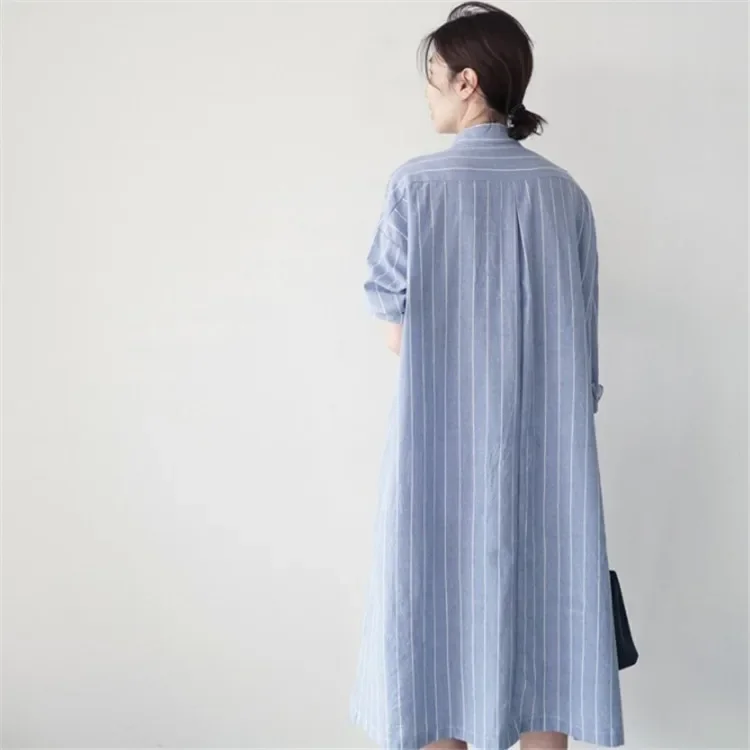 2025 summer new casual striped shirt medium and long over knee large size long sleeve shirt women
2025 summer new casual striped shirt medium and long over knee large size long sleeve shirt women