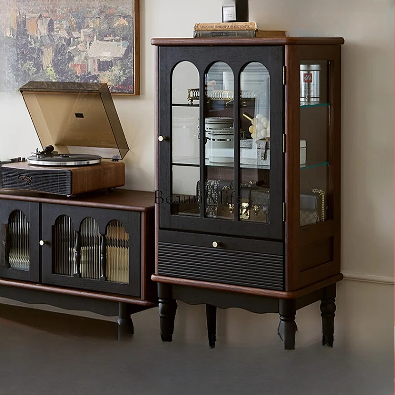 Living room glass display cabinet French retro solid wood wall small narrow cabinet storage
Living room glass display cabinet French retro solid wood wall small narrow cabinet storage