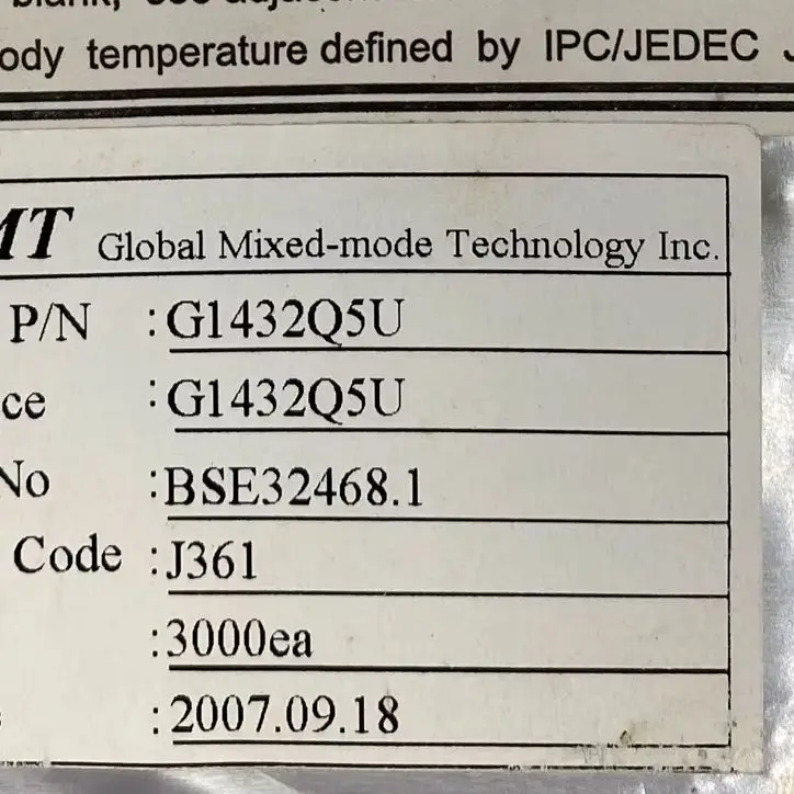G1432Q5U (5pcs)BOM matching / one-stop chip purchase original
G1432Q5U (5pcs)BOM matching / one-stop chip purchase original