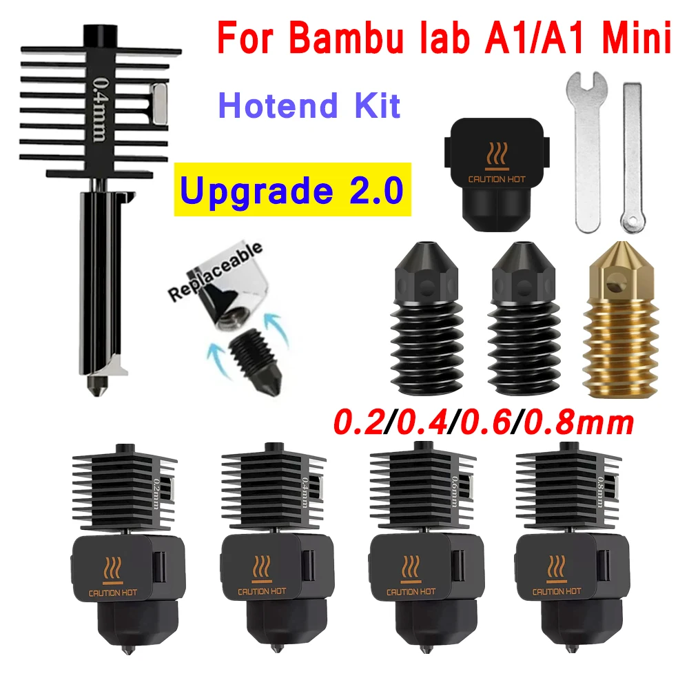 For Bambu Lab A1 Mini/ A1 Hotend Kit Upgrade Replaceable Nozzle Brass Hard Steel Hot End Accessories for Bambulab A1 Print Head
For Bambu Lab A1 Mini/ A1 Hotend Kit Upgrade Replaceable Nozzle Brass Hard Steel Hot End Accessories for Bambulab A1 Print Head