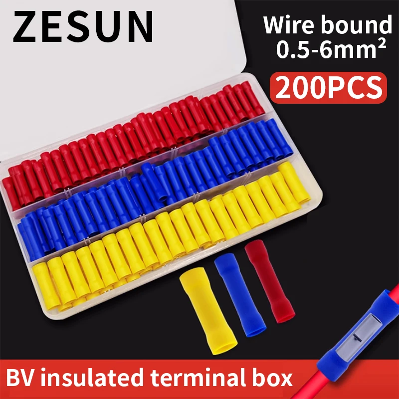 100/200pcs 10-22AWG insulated intermediate docking joint box BV1.25 BV2 BV5.5 crimped insulated linear terminal connector
100/200pcs 10-22AWG insulated intermediate docking joint box BV1.25 BV2 BV5.5 crimped insulated linear terminal connector