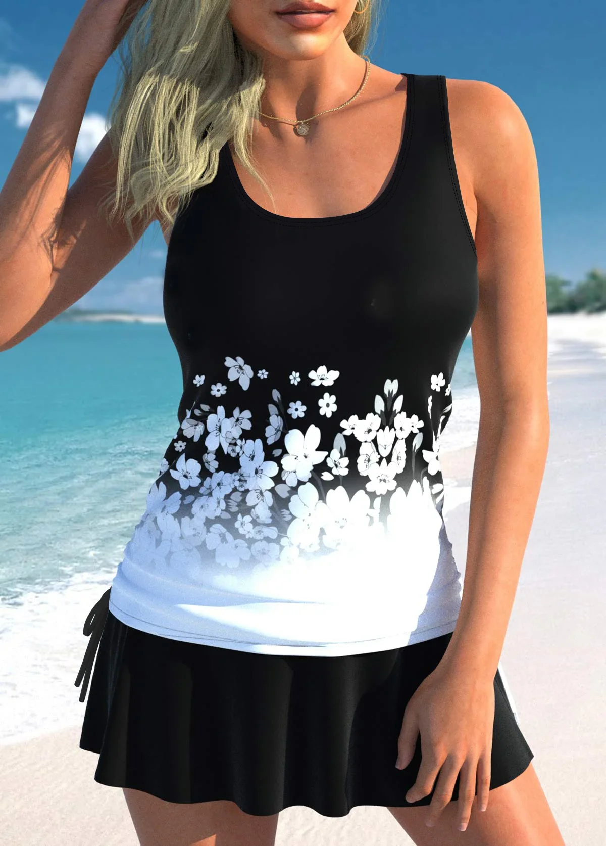 Women's Tankini Swimsuit Set, Floral Print Backless Two-Piece Swimwear, Fashionable Beachwear with Tank Top & Shorts Sexy Bikini
Women's Tankini Swimsuit Set, Floral Print Backless Two-Piece Swimwear, Fashionable Beachwear with Tank Top & Shorts Sexy Bikini