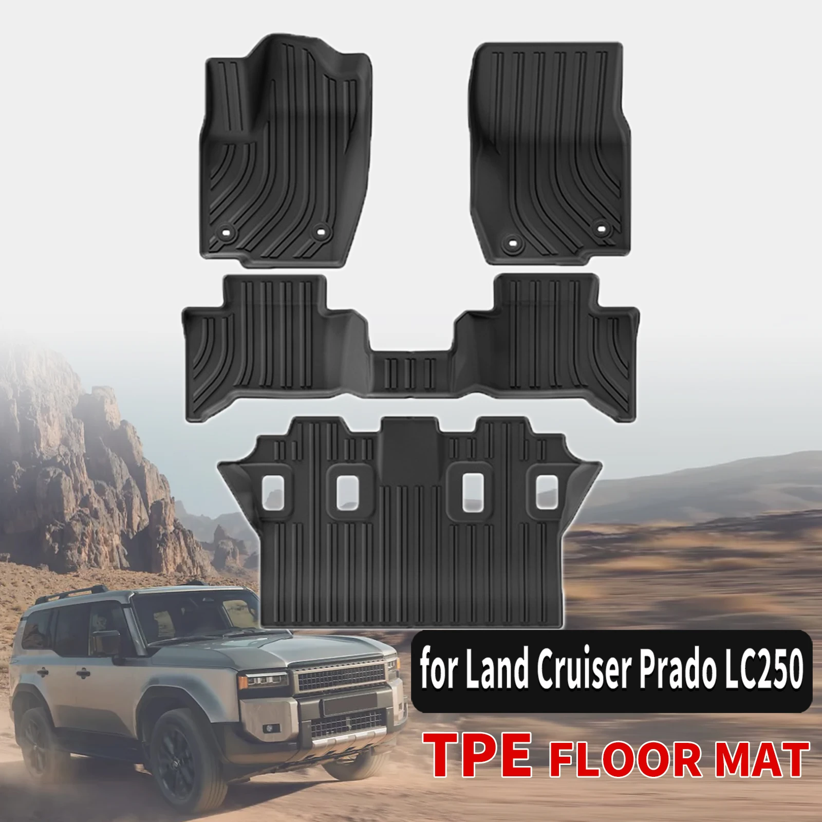 for Land Cruiser LC250 Prado 250 2024 2025 Durable Weatherproof TPE Car Floor Mats & Trunk Pad, Non-Slip Easy Clean
for Land Cruiser LC250 Prado 250 2024 2025 Durable Weatherproof TPE Car Floor Mats & Trunk Pad, Non-Slip Easy Clean