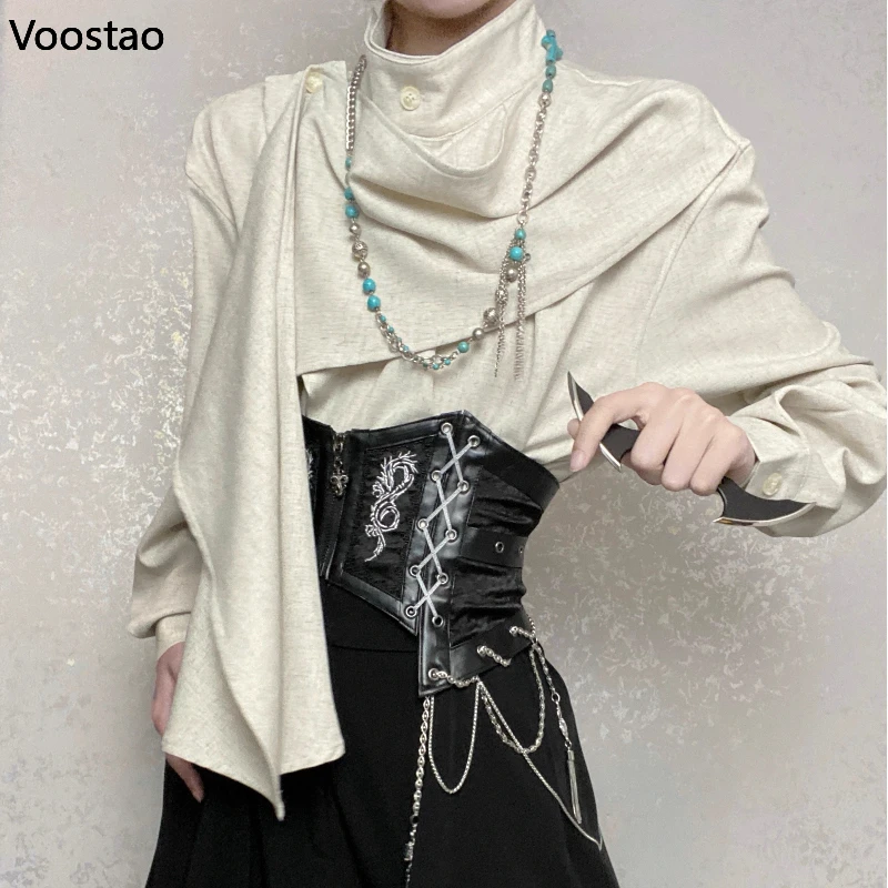 Victorian Vintage Elegant Shirts Women Gothic Y2k Long Sleeves Irregular Couple's Blouses Female Autumn Casual Punk Unisex Tops
Victorian Vintage Elegant Shirts Women Gothic Y2k Long Sleeves Irregular Couple's Blouses Female Autumn Casual Punk Unisex Tops