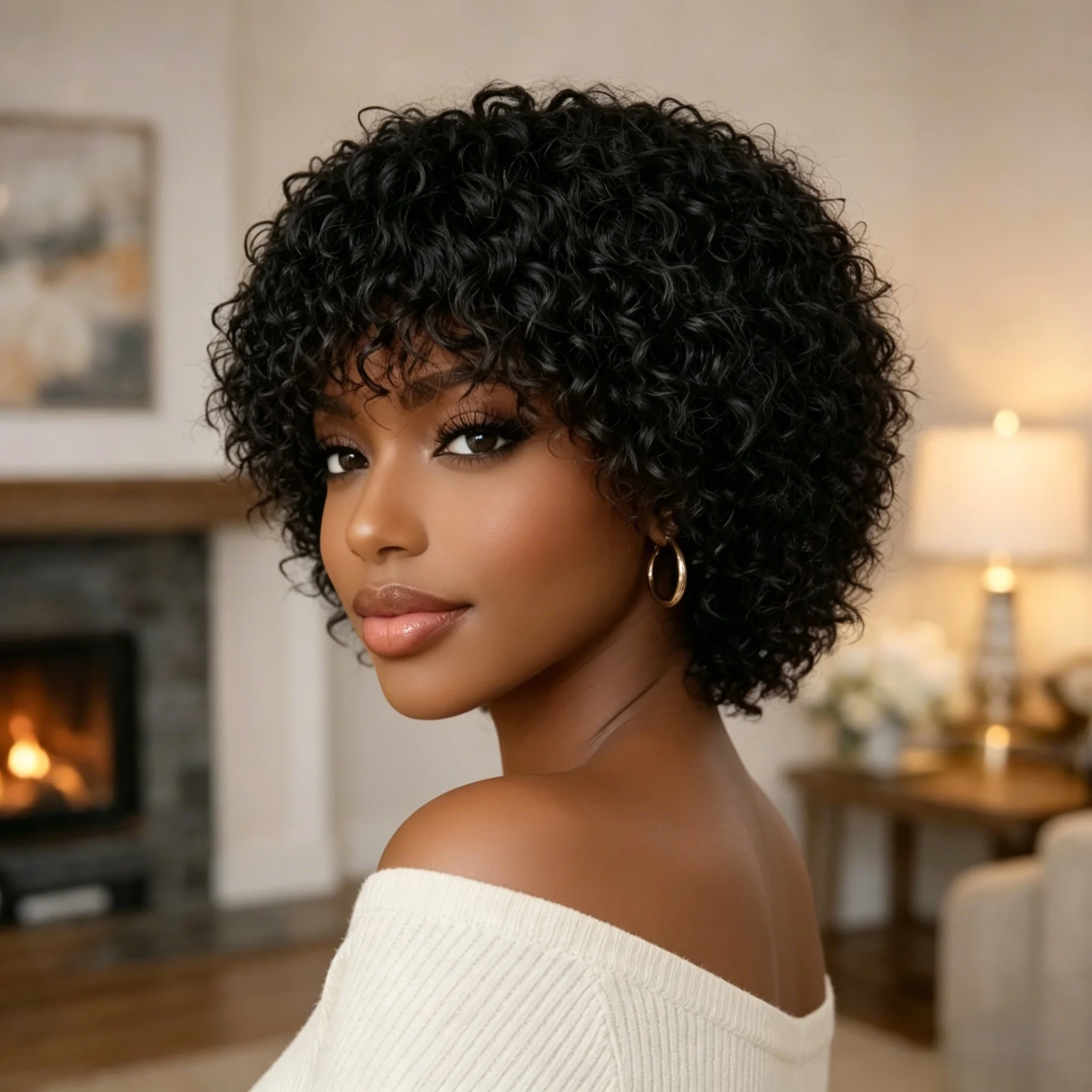 8 Inch Pixie Cut Wig Human Hair With Bangs Short Kinky Curly Wigs For Women Full Machine Wigs
8 Inch Pixie Cut Wig Human Hair With Bangs Short Kinky Curly Wigs For Women Full Machine Wigs