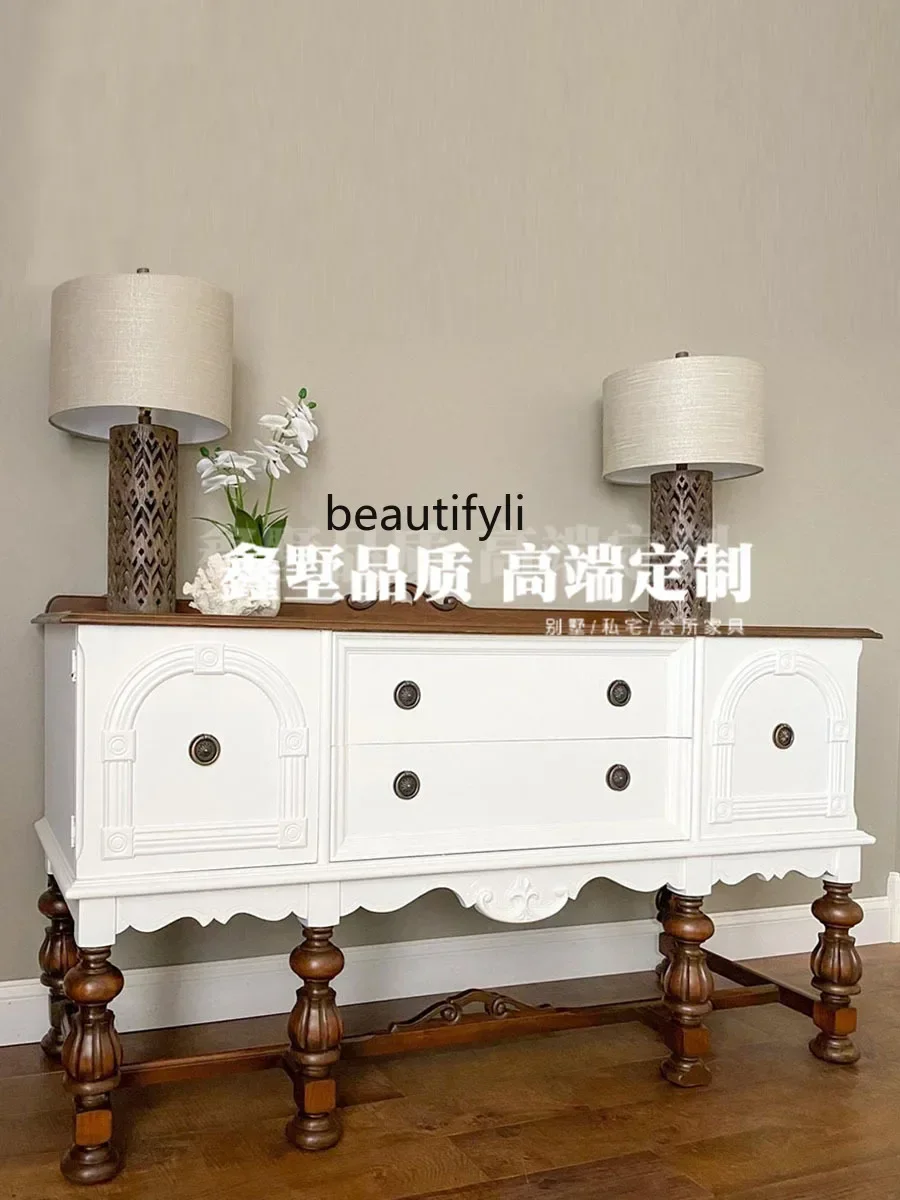 French style contrasting solid wood porch cabinet living room carved decorative cabinet ancient style entrance partition cabinet 
French style contrasting solid wood porch cabinet living room carved decorative cabinet ancient style entrance partition cabinet