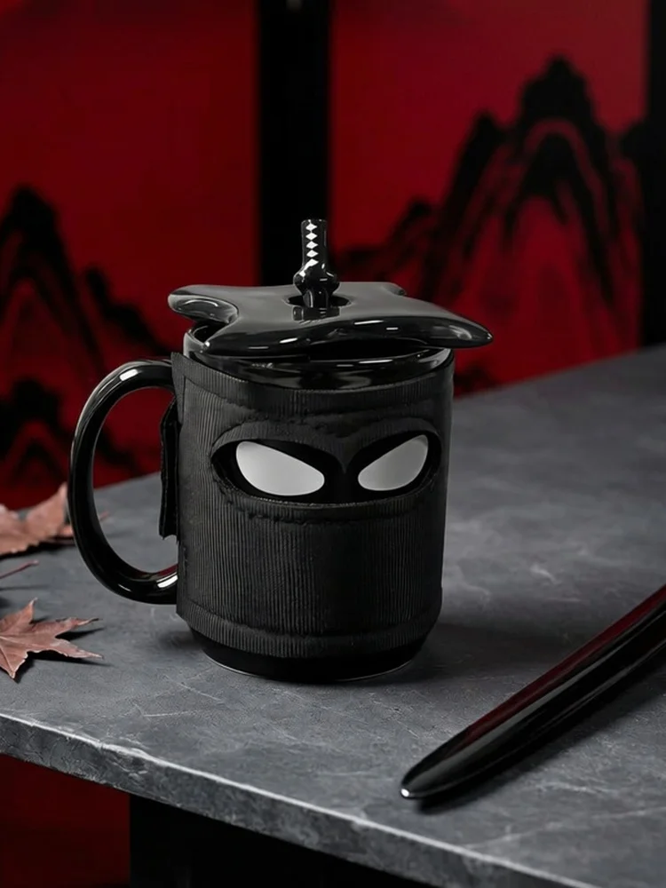 Ninja Style Ceramic Mugs Creative Black Coffee Cup Set with Lid Spoon Japanese Samurai Theme Dinnerware Single Ear Handle
Ninja Style Ceramic Mugs Creative Black Coffee Cup Set with Lid Spoon Japanese Samurai Theme Dinnerware Single Ear Handle