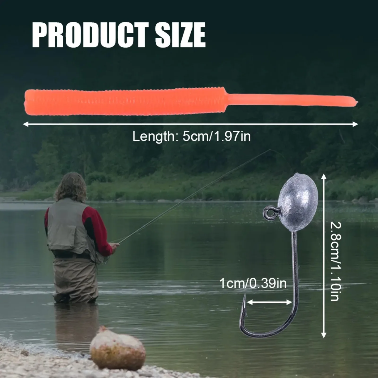 Goture 5cm Soft Plastic Sandworms Lure Set with Jig Head Hooks,Artificial Bait for Freshwater Saltwater Bass Carp Fishing Tackle
Goture 5cm Soft Plastic Sandworms Lure Set with Jig Head Hooks,Artificial Bait for Freshwater Saltwater Bass Carp Fishing Tackle