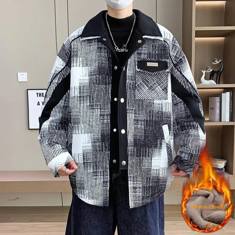 Men's Fce Lined Casual Loose Thiened Jaet Autumn Winter Warm Plaid Splicing Color Blo ort Sle Youth Polyester
Men's Fce Lined Casual Loose Thiened Jaet Autumn Winter Warm Plaid Splicing Color Blo ort Sle Youth Polyester