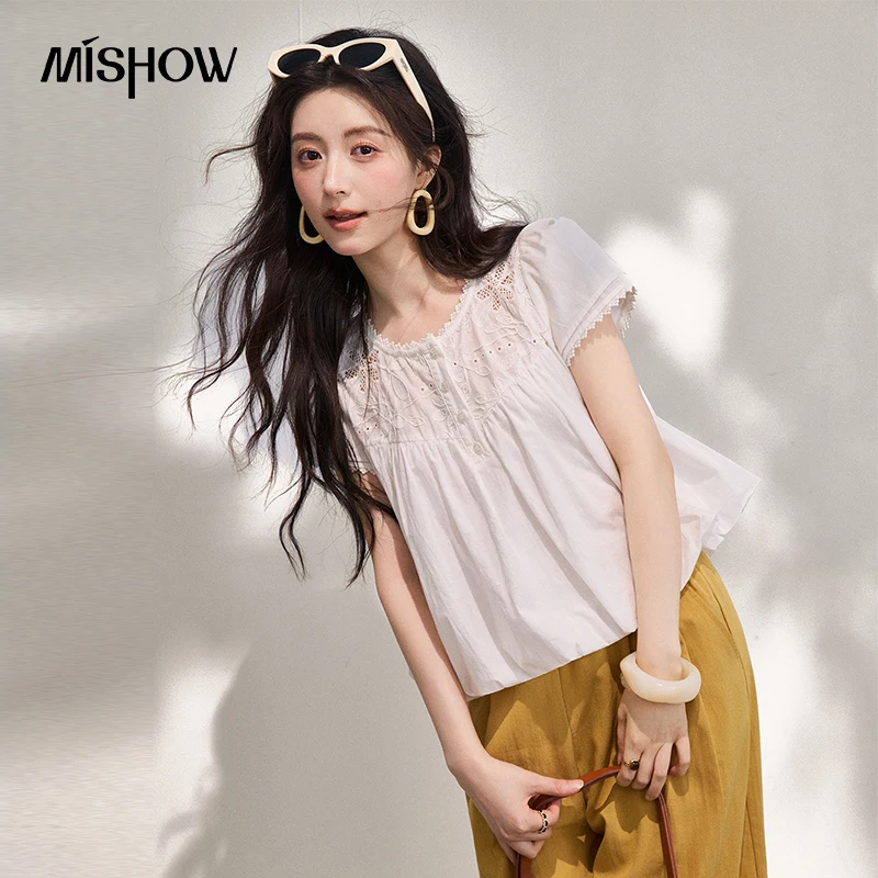 MISHOW Casual Off White Pure Cotton Flower Embroidery Bloom 2026 Summer Hollow Out Puff Sleeves Commuting Shirt Women MXF25X2648
MISHOW Casual Off White Pure Cotton Flower Embroidery Bloom 2026 Summer Hollow Out Puff Sleeves Commuting Shirt Women MXF25X2648