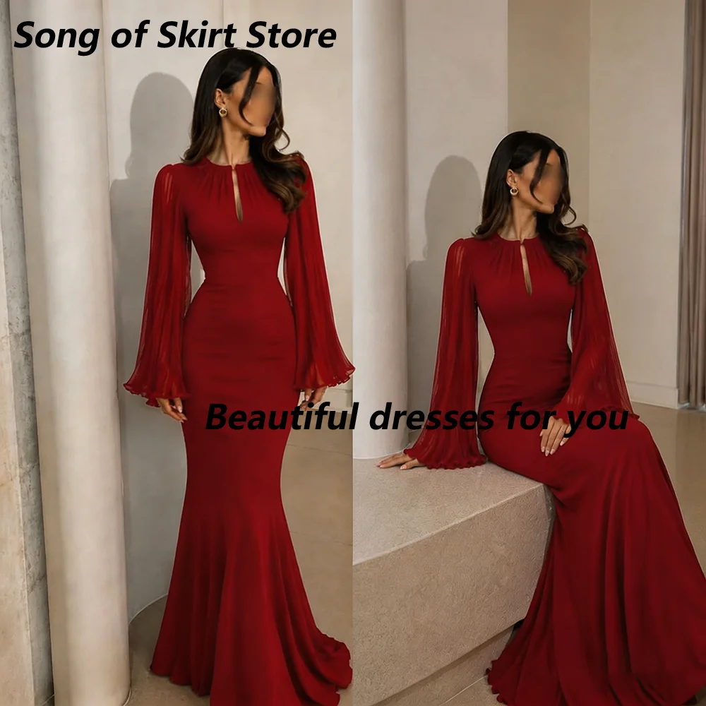 Elegant Red Mermaid Evening Dress Customized O-Neck Long Sleeves Jersey Floor Length Formal Party Dresses Long Prom Gown
Elegant Red Mermaid Evening Dress Customized O-Neck Long Sleeves Jersey Floor Length Formal Party Dresses Long Prom Gown