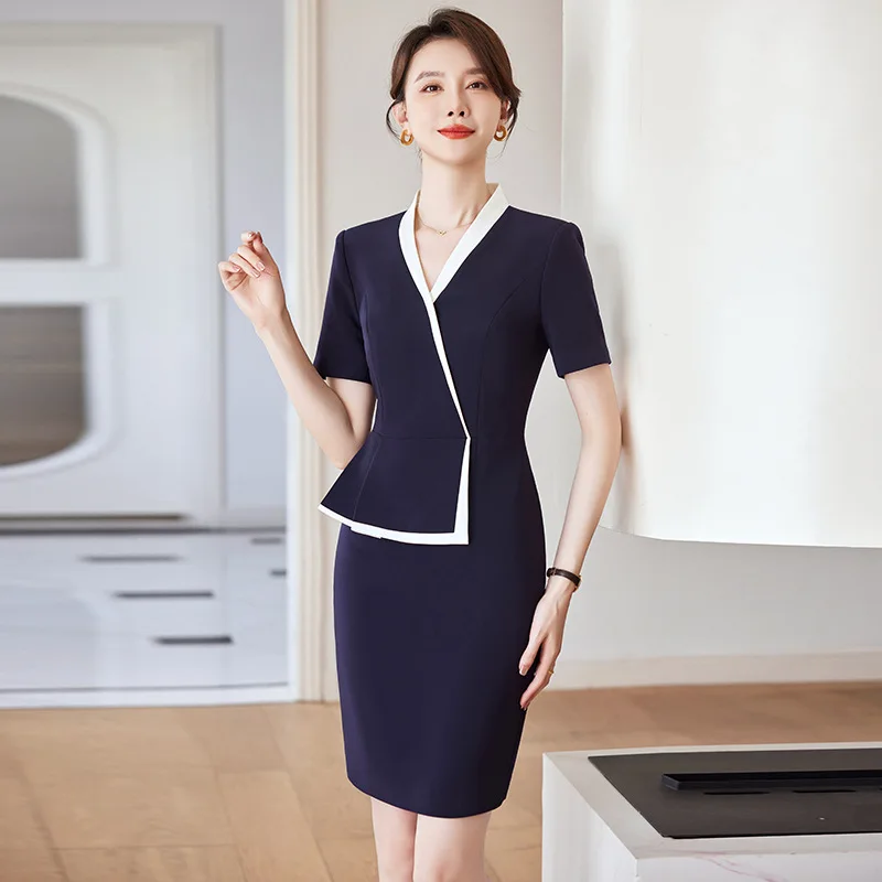 Professional Women's Dress Goddess Style Fake 2PCS Formal Dress Waist-Cinching Design Beauty Salon Medical Aesthetic Workwear
Professional Women's Dress Goddess Style Fake 2PCS Formal Dress Waist-Cinching Design Beauty Salon Medical Aesthetic Workwear