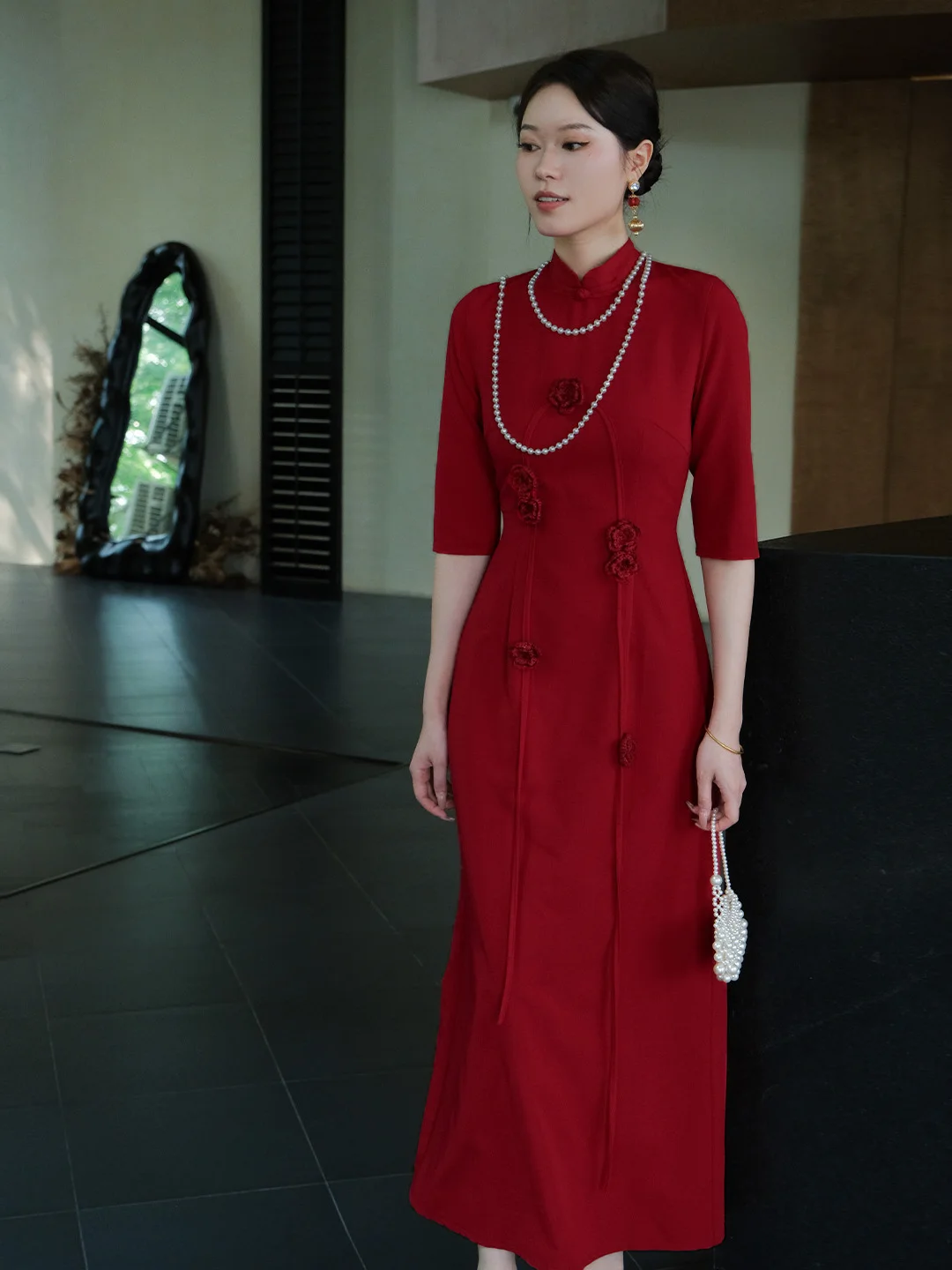 Red Swan And Rose New Chinese Style Qipao Women's Slimming Engagement Wedding Dress Long Skirt Breathable Seven Sleeve Dress
Red Swan And Rose New Chinese Style Qipao Women's Slimming Engagement Wedding Dress Long Skirt Breathable Seven Sleeve Dress