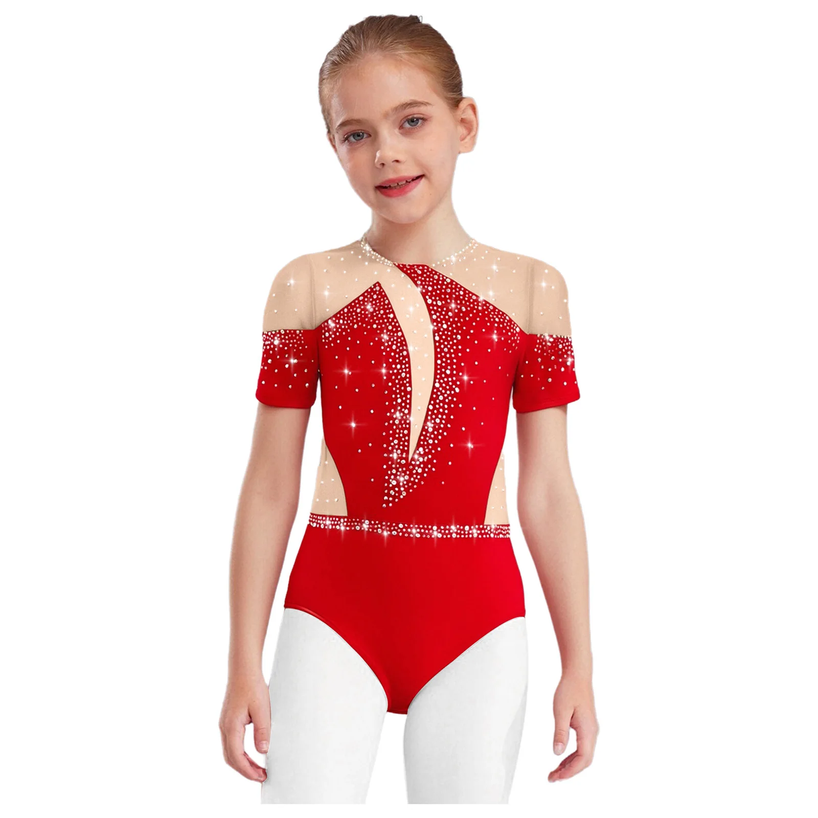 Kids Girls Figure Skating Dance Leotard Short Sleeve Cutout Back Sheer Mesh Patchwork Shiny Rhinestones Metallic Ballet Bodysuit
Kids Girls Figure Skating Dance Leotard Short Sleeve Cutout Back Sheer Mesh Patchwork Shiny Rhinestones Metallic Ballet Bodysuit