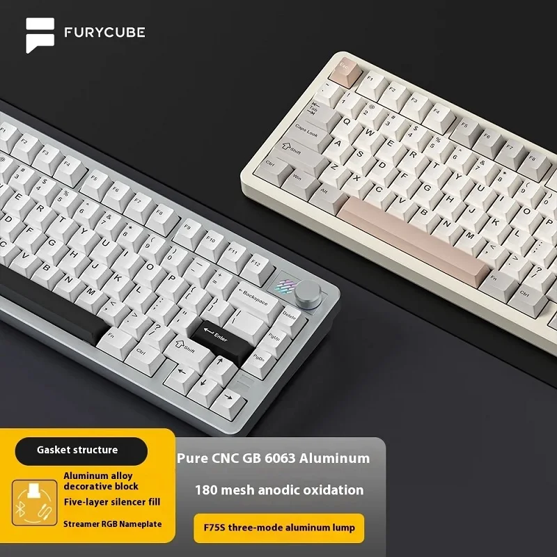 Беспроводная игровая механическая клавиатура FURYCUBE F75 с ЧПУ и алюминиевым корпусом
Беспроводная игровая механическая клавиатура FURYCUBE F75 с ЧПУ и алюминиевым корпусом