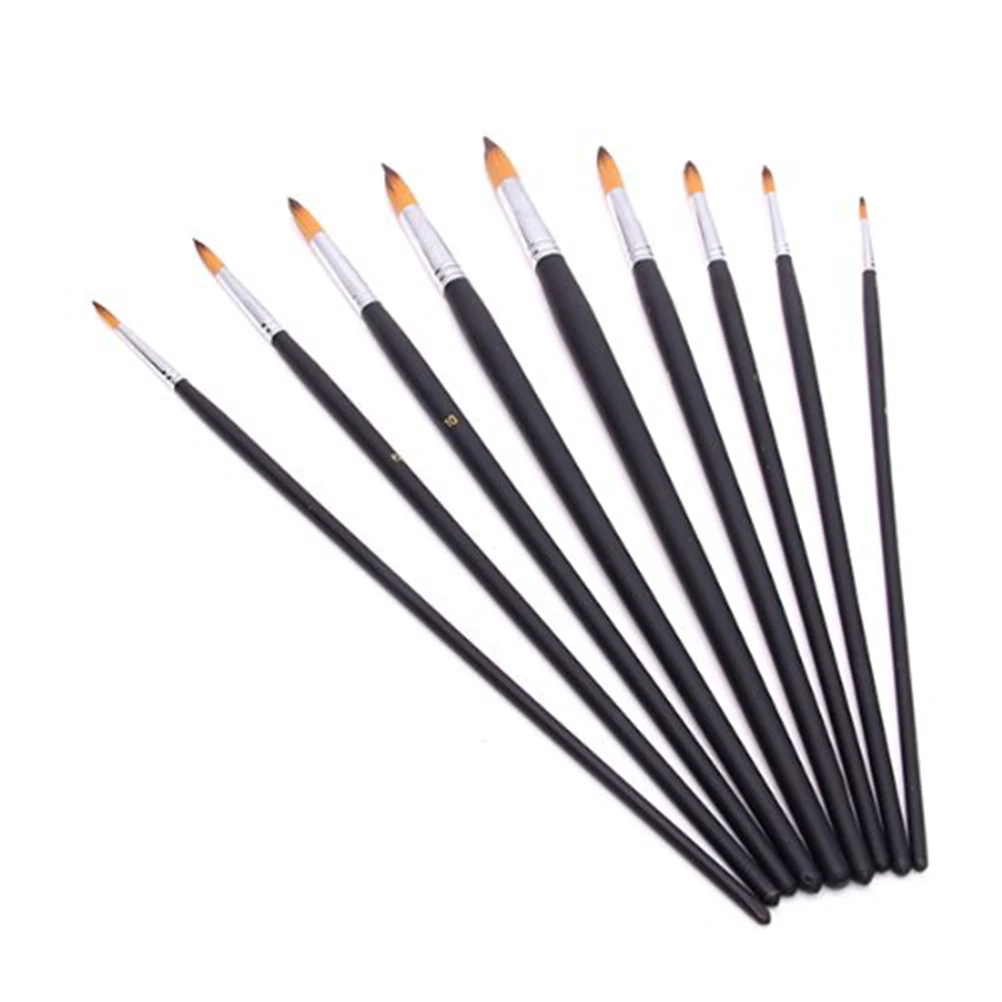 9Pcs Black Round Toe Nylon Hair Brush Set for Acrylic Watercolor Oil Painting Artist Gift
9Pcs Black Round Toe Nylon Hair Brush Set for Acrylic Watercolor Oil Painting Artist Gift