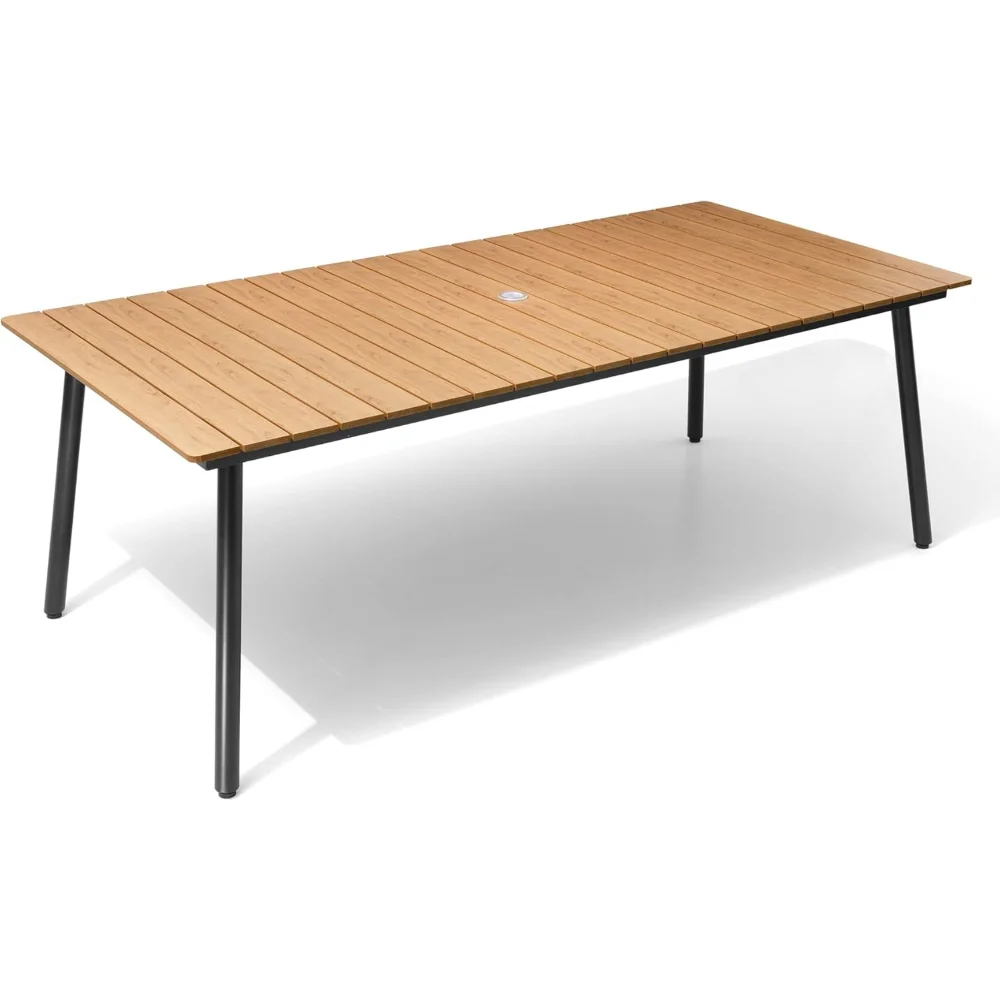 Outdoor Dining Table, 82.7 inch Patio Dining Table with Wooden-Like Top and Aluminum Frame, Rectangular Table
Outdoor Dining Table, 82.7 inch Patio Dining Table with Wooden-Like Top and Aluminum Frame, Rectangular Table