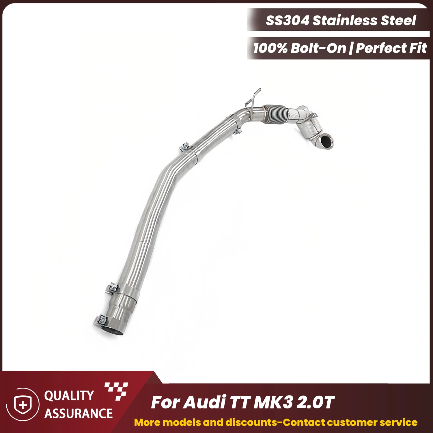 ECCF Sports Downpipe With Heat Shield For Audi TT MK3 2.0T Aggressive Exhaust Sound High Flow Performance Upgrade
ECCF Sports Downpipe With Heat Shield For Audi TT MK3 2.0T Aggressive Exhaust Sound High Flow Performance Upgrade