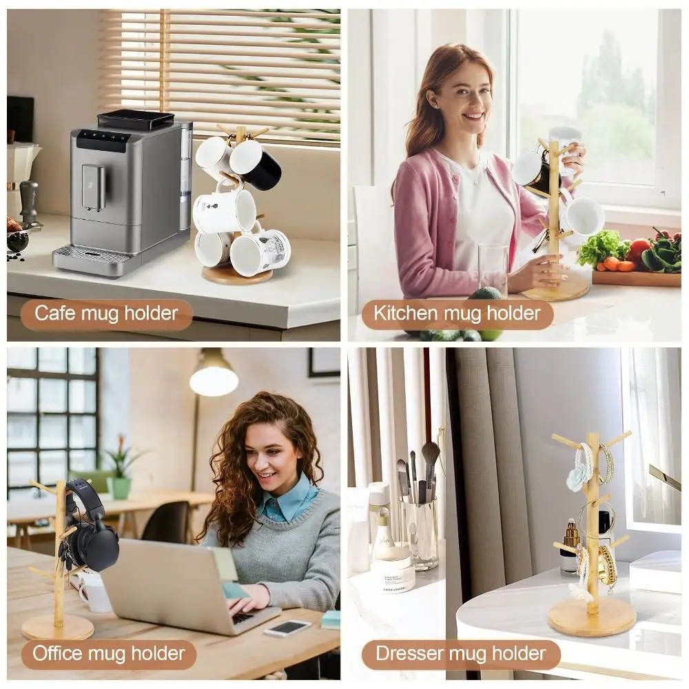 6 Hooks Bamboo Coffee Cup Holder Tree Shape Wood Material Mug Tree Sturdy Design Thickened Base Coffee Cup Rack Kitchen Storage
6 Hooks Bamboo Coffee Cup Holder Tree Shape Wood Material Mug Tree Sturdy Design Thickened Base Coffee Cup Rack Kitchen Storage