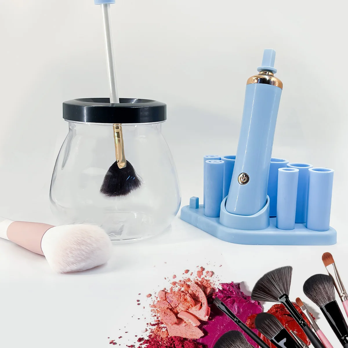 Makeup Brush Cleaner Machine, Electric Cosmetic Automatic Brush Spinner with 8 Size Rubber Collars for All Size Brushes.
Makeup Brush Cleaner Machine, Electric Cosmetic Automatic Brush Spinner with 8 Size Rubber Collars for All Size Brushes.