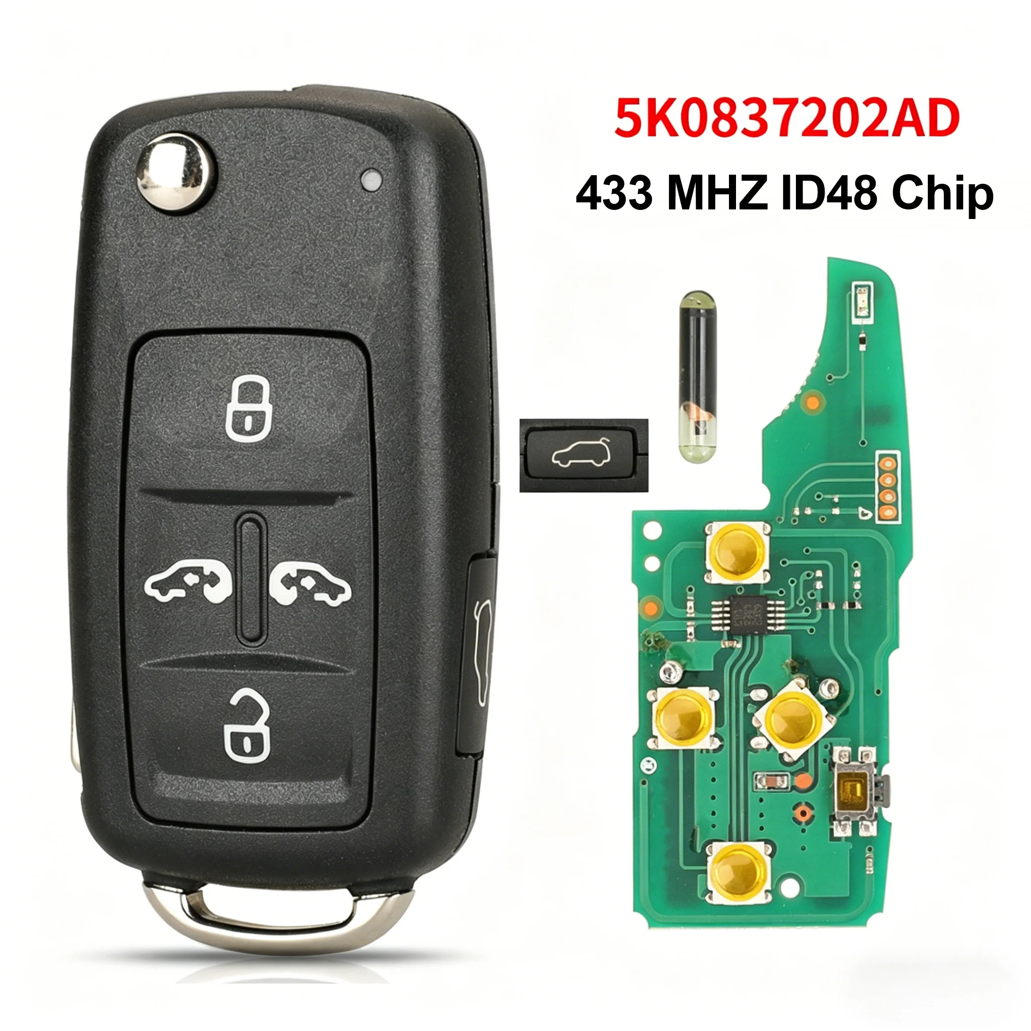 5 Buttons Flip Remote Car Key 5K0837202AD 433MHz ID48 Chip HU66 Blade For VW Volkswagen Jetta Passat Golf Beetle Tiguan
5 Buttons Flip Remote Car Key 5K0837202AD 433MHz ID48 Chip HU66 Blade For VW Volkswagen Jetta Passat Golf Beetle Tiguan
