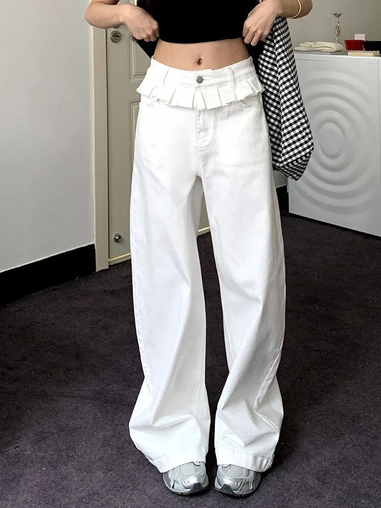 Women's White Lace Trim Straight Leg Jeans American Style High Waist Wide Leg Denim Pants Summer Casual Fashion
Women's White Lace Trim Straight Leg Jeans American Style High Waist Wide Leg Denim Pants Summer Casual Fashion