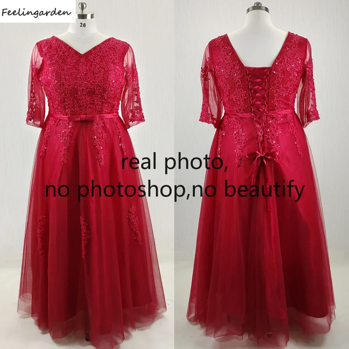 Feelingarden Customized Real Photo Evening Dress Burgundy Beads Appliques A-line Floor Length Woman Party Formal Gown Plus size
Feelingarden Customized Real Photo Evening Dress Burgundy Beads Appliques A-line Floor Length Woman Party Formal Gown Plus size