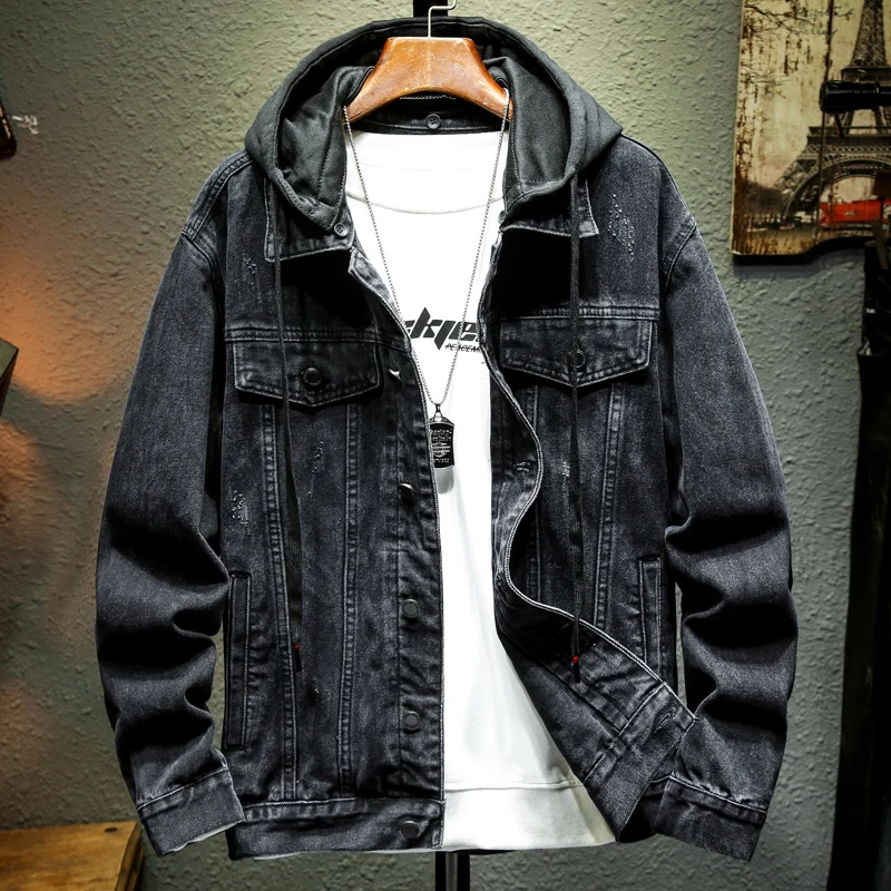 Winter Thiened Cotton Men's Denim Jaet Casual Loose Workwear Top Bla Hooded Coat Youth Faion Outerwear
Winter Thiened Cotton Men's Denim Jaet Casual Loose Workwear Top Bla Hooded Coat Youth Faion Outerwear
