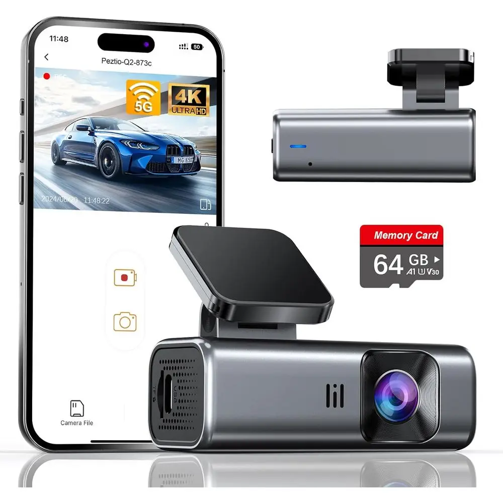 5G Enabled 4K Camera, 64GB Card, Night Vision, Loop Record, G-Sensor, 24/7 Parking Monitor, Up to 256GB Support
5G Enabled 4K Camera, 64GB Card, Night Vision, Loop Record, G-Sensor, 24/7 Parking Monitor, Up to 256GB Support